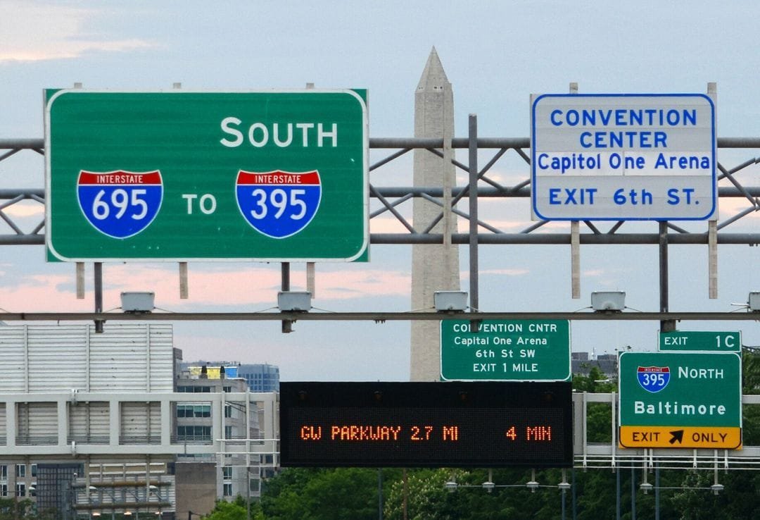 Virginia Highway Signage of DC and Baltimore Exits