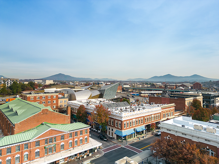 Aerial View of Roanoke Virginia Downtown